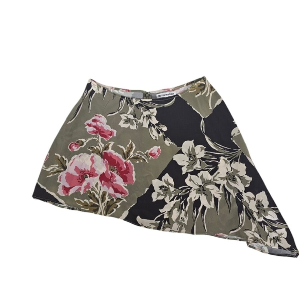 Reformation Anaya Floral Silk Two Peice Skirt Set Size 2 - Picture 3 of 13